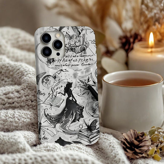 Fantasy Book iPhone Case Bookish Aesthetic TBR Quote Phone Cover Once Upon A Time Reader Gift Dragon Potion Design For Book Lovers Cover