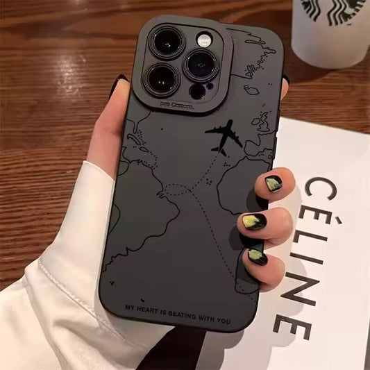 Travel-nspired Airplane Route Desian Phone Case For iPhone 15 14 13 12 11 16 Pro Max Mini 16E 7 8 Plus X XR XS SE2 Soft Cover