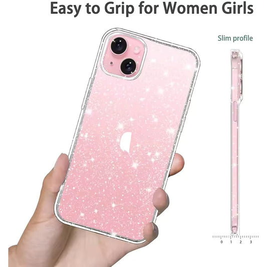 Glitter Clear Case For iPhone 16 E 16E 15 Pro Max 14 Plus 13 Mini 12 11 X 8 SE 2022 2020 15Pro 16Pro 7 6 Phone Cover Accessories
